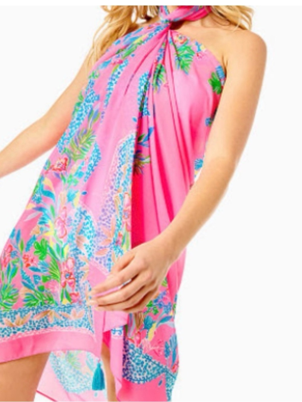 Lilly Pulitzer Pink Tropical Print Scarf Wrap